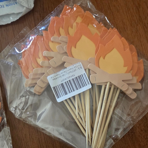 Fire Cupcake Toppers, Baby Shower Cake Decorations Fireman Themed Cake Topper - Picture 3 of 5